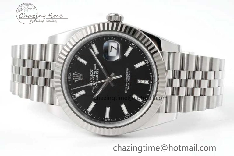 DateJust 41 126334 Clean 1:1 Best Edition 904L Steel Black Stick Dial on Jubilee Bracelet VR3235