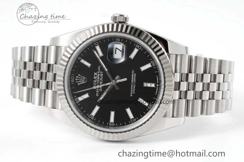 DateJust 41 126334 Clean 1:1 Best Edition 904L Steel Black Stick Dial on Jubilee Bracelet VR3235