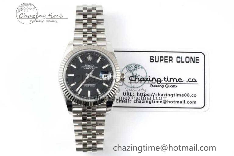 DateJust 41 126334 Clean 1:1 Best Edition 904L Steel Black Stick Dial on Jubilee Bracelet VR3235