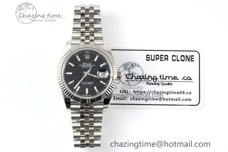 DateJust 41 126334 Clean 1:1 Best Edition 904L Steel Black Stick Dial on Jubilee Bracelet VR3235