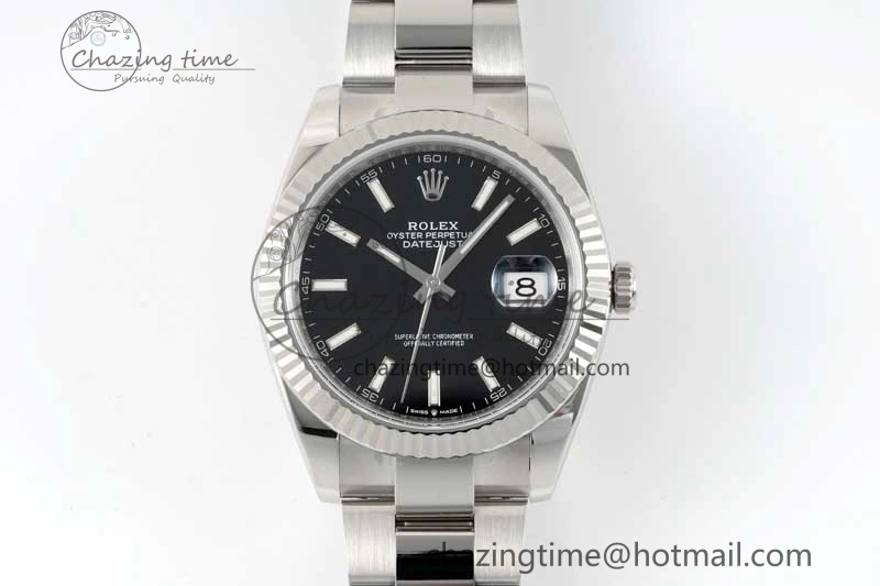 DateJust 41 126334 Clean 1:1 Best Edition 904L Steel Black Stick Dial on Oyster Bracelet VR3235