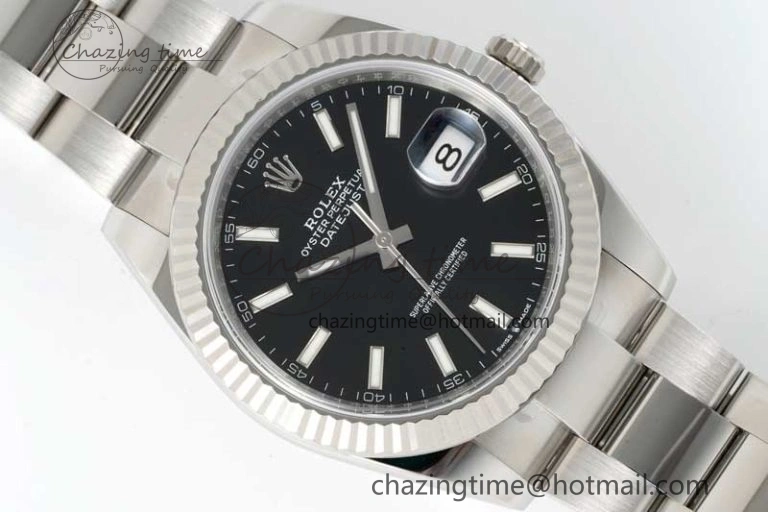 DateJust 41 126334 Clean 1:1 Best Edition 904L Steel Black Stick Dial on Oyster Bracelet VR3235