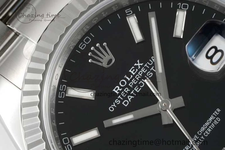 DateJust 41 126334 Clean 1:1 Best Edition 904L Steel Black Stick Dial on Oyster Bracelet VR3235