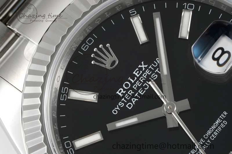 DateJust 41 126334 Clean 1:1 Best Edition 904L Steel Black Stick Dial on Oyster Bracelet VR3235