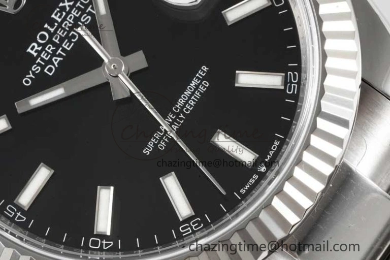 DateJust 41 126334 Clean 1:1 Best Edition 904L Steel Black Stick Dial on Oyster Bracelet VR3235