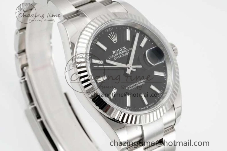 DateJust 41 126334 Clean 1:1 Best Edition 904L Steel Black Stick Dial on Oyster Bracelet VR3235