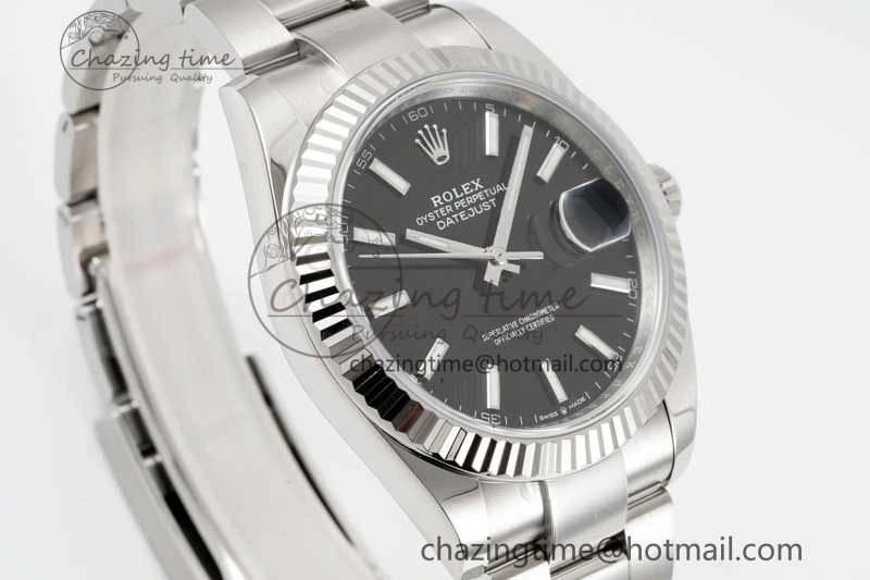 DateJust 41 126334 Clean 1:1 Best Edition 904L Steel Black Stick Dial on Oyster Bracelet VR3235