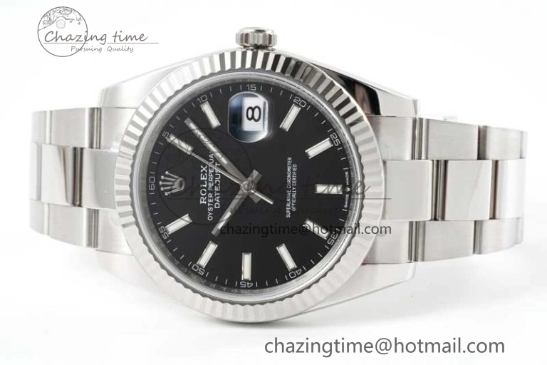 DateJust 41 126334 Clean 1:1 Best Edition 904L Steel Black Stick Dial on Oyster Bracelet VR3235