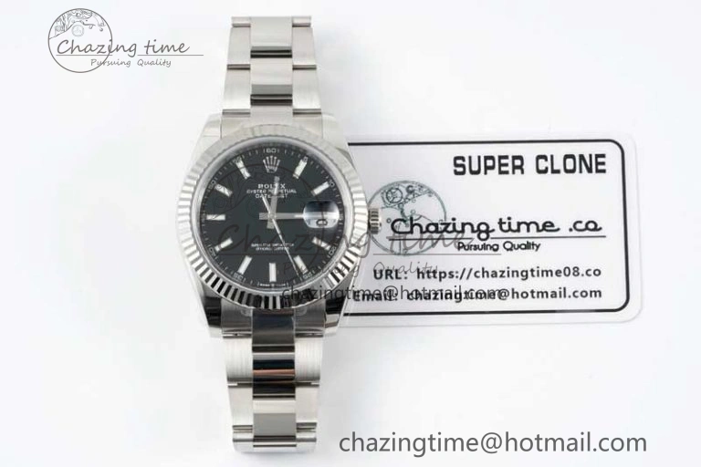 DateJust 41 126334 Clean 1:1 Best Edition 904L Steel Black Stick Dial on Oyster Bracelet VR3235