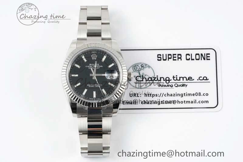 DateJust 41 126334 Clean 1:1 Best Edition 904L Steel Black Stick Dial on Oyster Bracelet VR3235