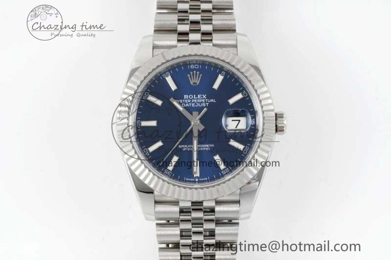 DateJust 41 126334 Clean 1:1 Best Edition 904L Steel Blue Stick Dial on Jubilee Bracelet VR3235