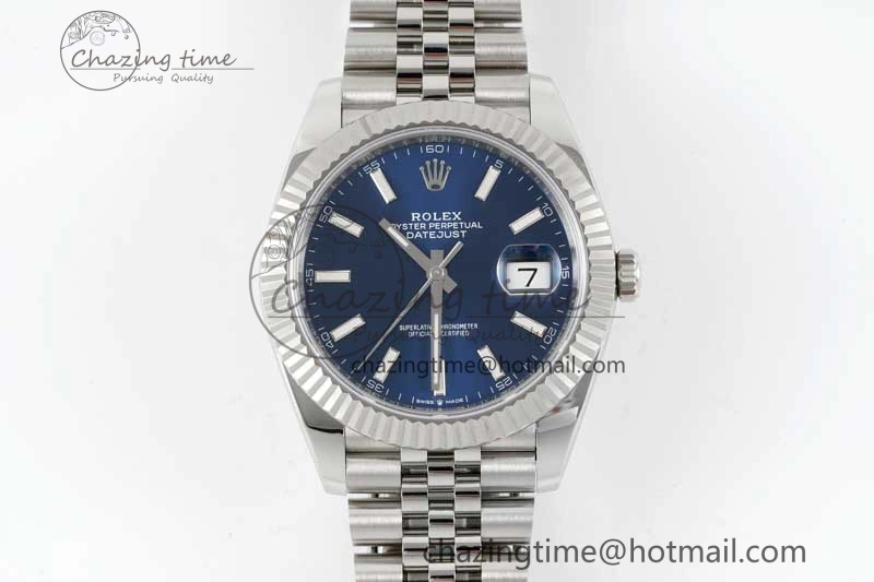 DateJust 41 126334 Clean 1:1 Best Edition 904L Steel Blue Stick Dial on Jubilee Bracelet VR3235