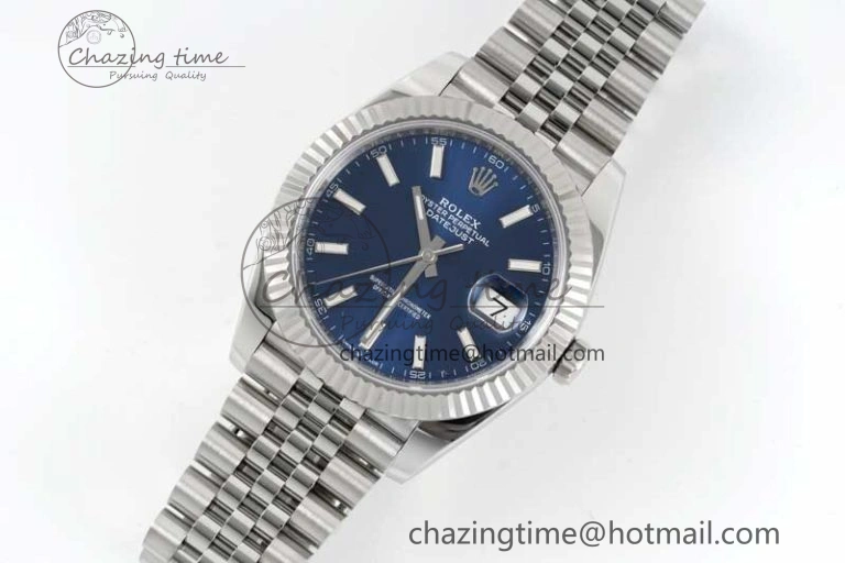 DateJust 41 126334 Clean 1:1 Best Edition 904L Steel Blue Stick Dial on Jubilee Bracelet VR3235