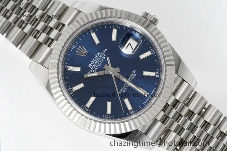 DateJust 41 126334 Clean 1:1 Best Edition 904L Steel Blue Stick Dial on Jubilee Bracelet VR3235