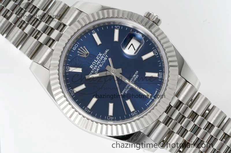 DateJust 41 126334 Clean 1:1 Best Edition 904L Steel Blue Stick Dial on Jubilee Bracelet VR3235