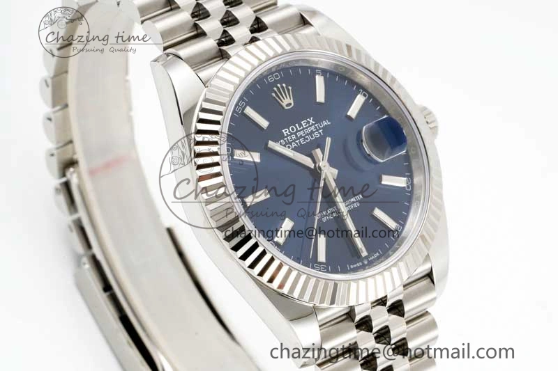 DateJust 41 126334 Clean 1:1 Best Edition 904L Steel Blue Stick Dial on Jubilee Bracelet VR3235