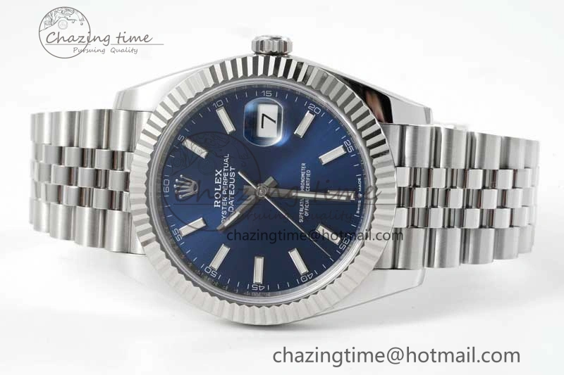 DateJust 41 126334 Clean 1:1 Best Edition 904L Steel Blue Stick Dial on Jubilee Bracelet VR3235