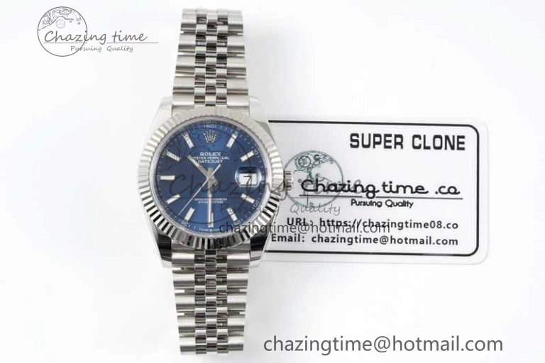 DateJust 41 126334 Clean 1:1 Best Edition 904L Steel Blue Stick Dial on Jubilee Bracelet VR3235