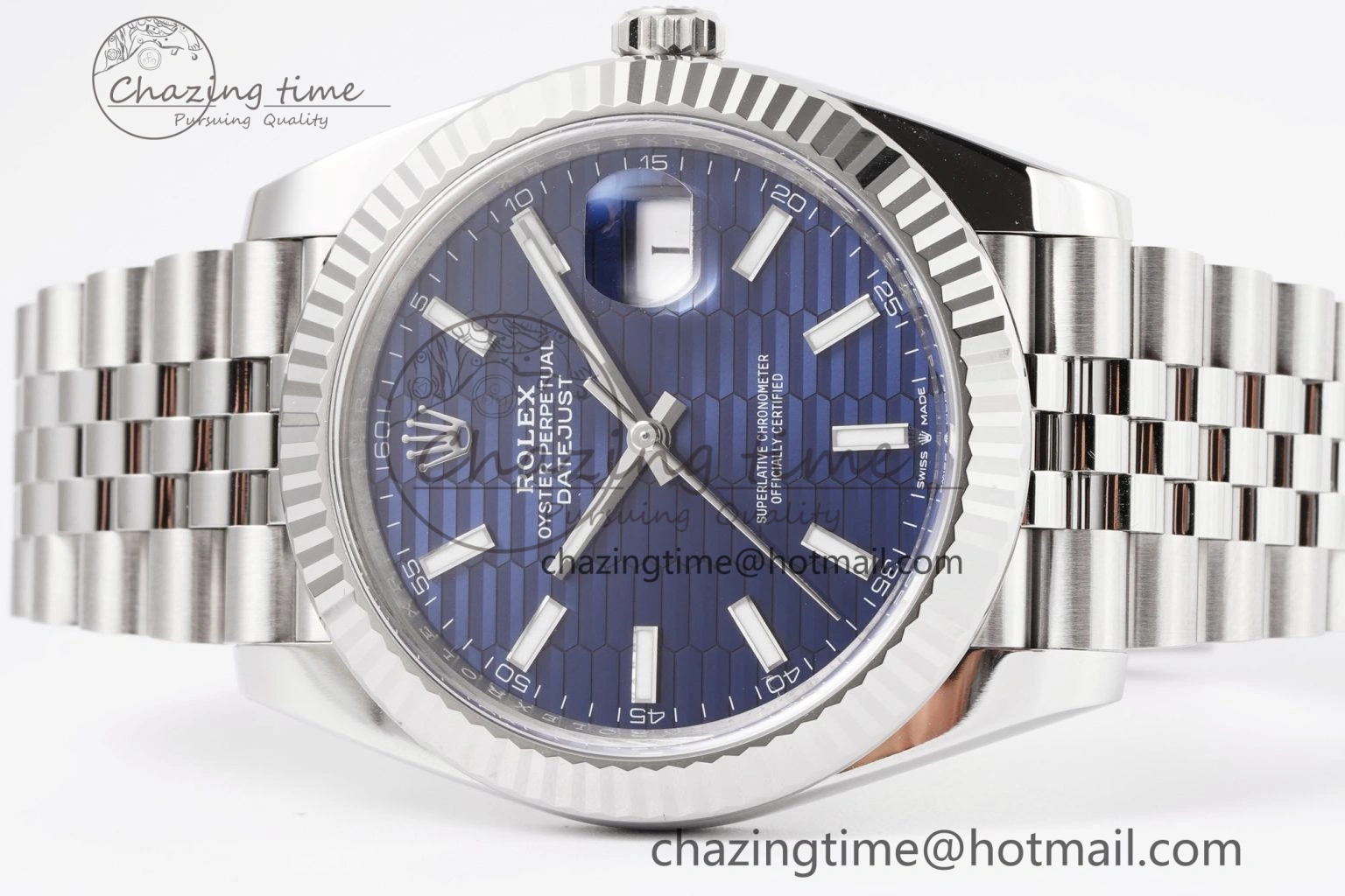 DateJust 41 126334 Clean 1:1 Best Edition 904L Steel Blue Texuted Dial on Jubilee Bracelet VR3235
