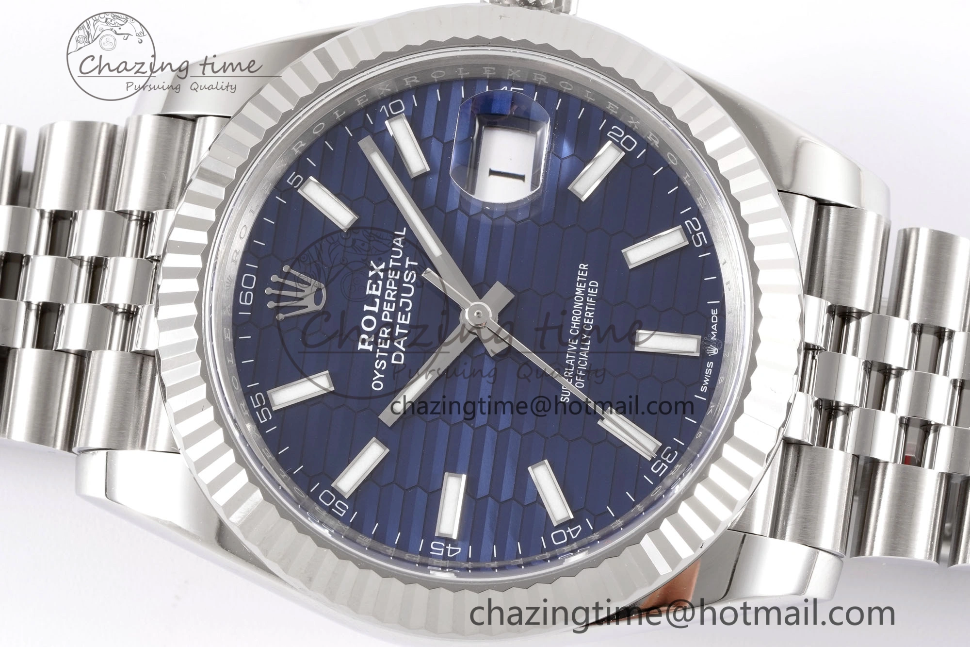 DateJust 41 126334 Clean 1:1 Best Edition 904L Steel Blue Texuted Dial on Jubilee Bracelet VR3235