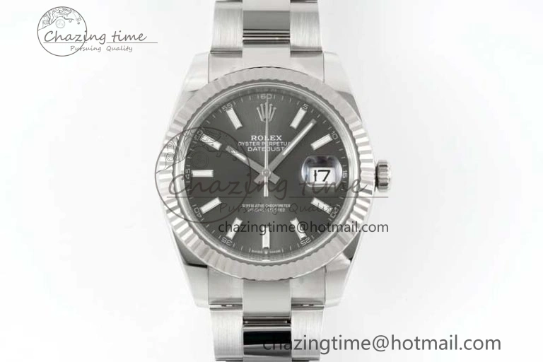 DateJust 41 126334 Clean 1:1 Best Edition 904L Steel Gray Stick Dial on Oyster Bracelet VR3235