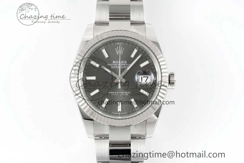 DateJust 41 126334 Clean 1:1 Best Edition 904L Steel Gray Stick Dial on Oyster Bracelet VR3235