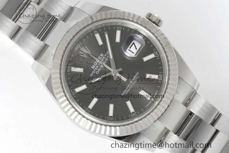 DateJust 41 126334 Clean 1:1 Best Edition 904L Steel Gray Stick Dial on Oyster Bracelet VR3235