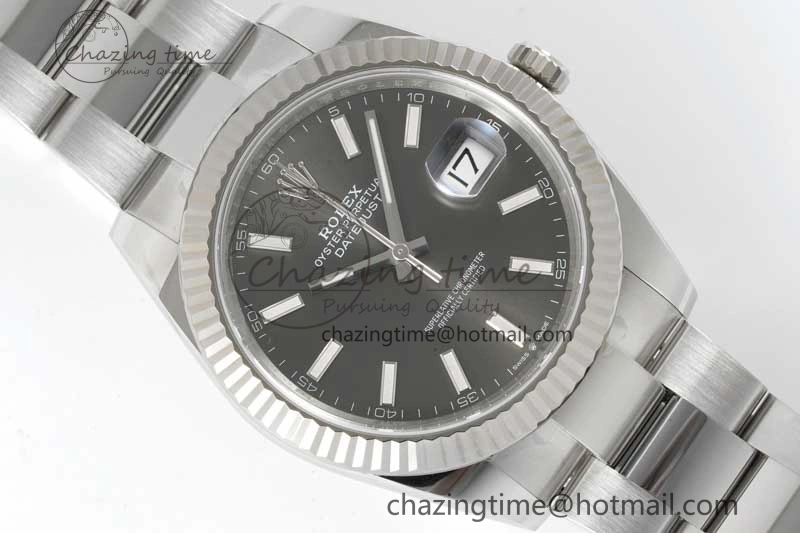 DateJust 41 126334 Clean 1:1 Best Edition 904L Steel Gray Stick Dial on Oyster Bracelet VR3235