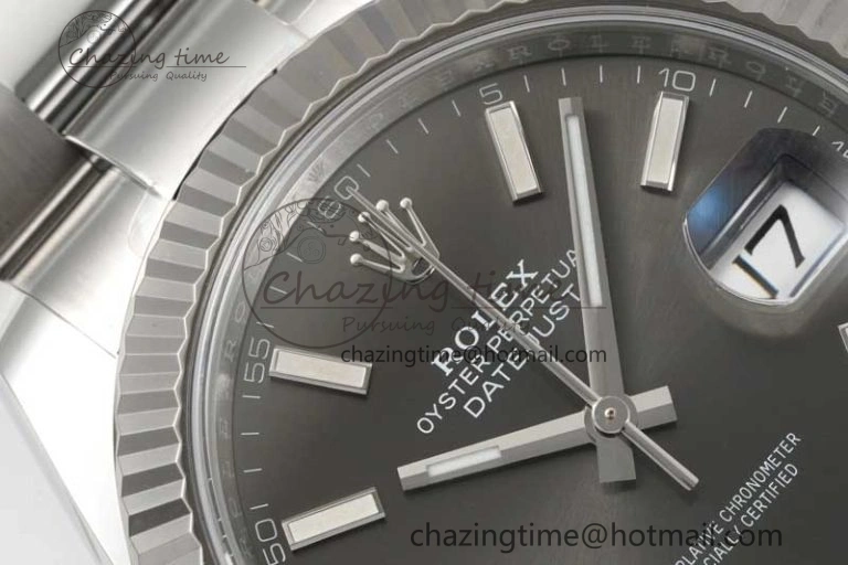 DateJust 41 126334 Clean 1:1 Best Edition 904L Steel Gray Stick Dial on Oyster Bracelet VR3235