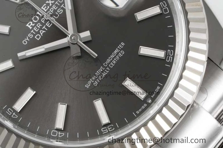 DateJust 41 126334 Clean 1:1 Best Edition 904L Steel Gray Stick Dial on Oyster Bracelet VR3235