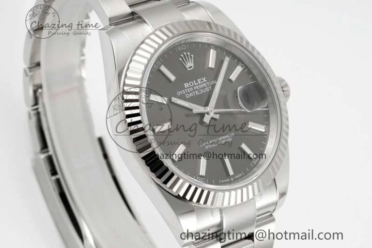 DateJust 41 126334 Clean 1:1 Best Edition 904L Steel Gray Stick Dial on Oyster Bracelet VR3235