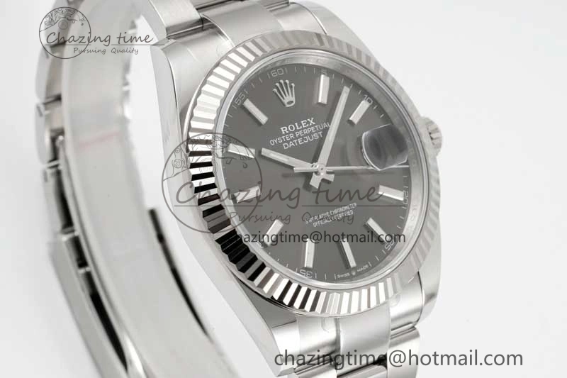 DateJust 41 126334 Clean 1:1 Best Edition 904L Steel Gray Stick Dial on Oyster Bracelet VR3235