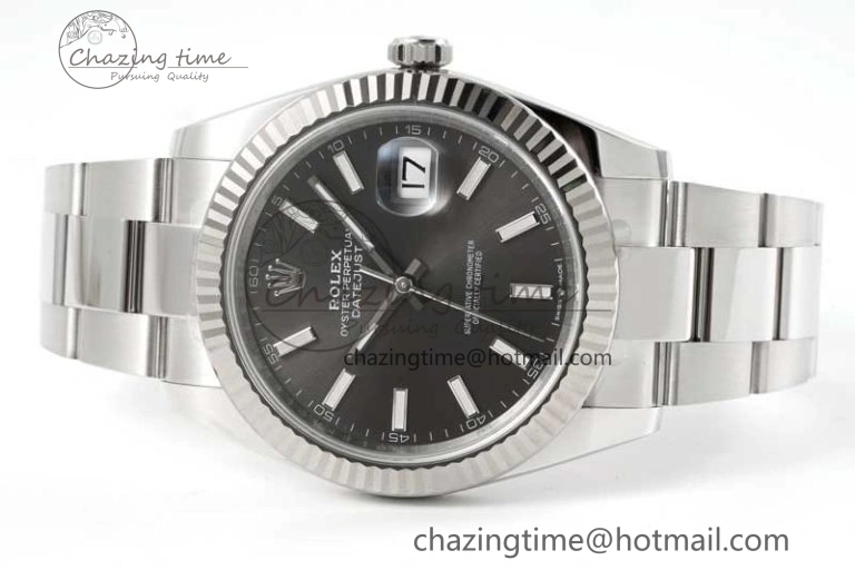 DateJust 41 126334 Clean 1:1 Best Edition 904L Steel Gray Stick Dial on Oyster Bracelet VR3235