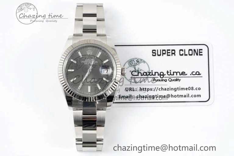 DateJust 41 126334 Clean 1:1 Best Edition 904L Steel Gray Stick Dial on Oyster Bracelet VR3235