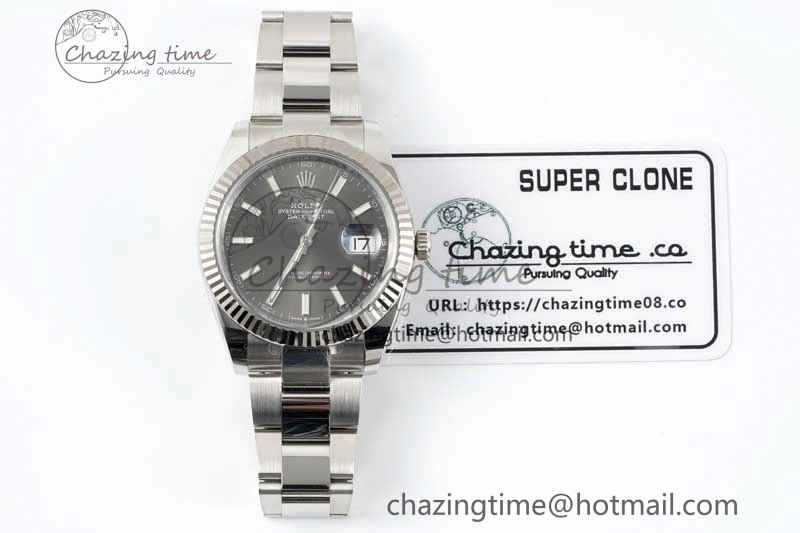 DateJust 41 126334 Clean 1:1 Best Edition 904L Steel Gray Stick Dial on Oyster Bracelet VR3235