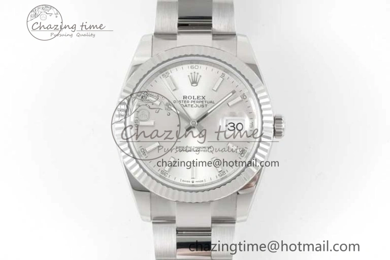 DateJust 41 126334 Clean 1:1 Best Edition 904L Steel Silver Stick Dial on Oyster Bracelet VR3235