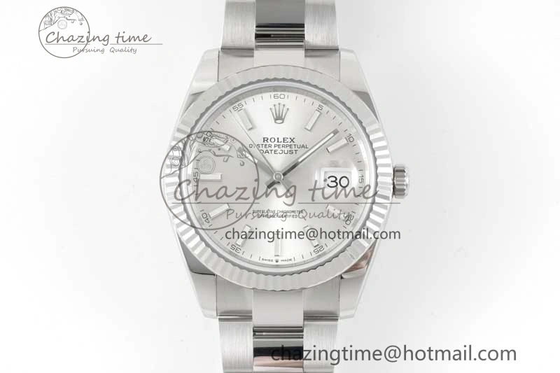 DateJust 41 126334 Clean 1:1 Best Edition 904L Steel Silver Stick Dial on Oyster Bracelet VR3235