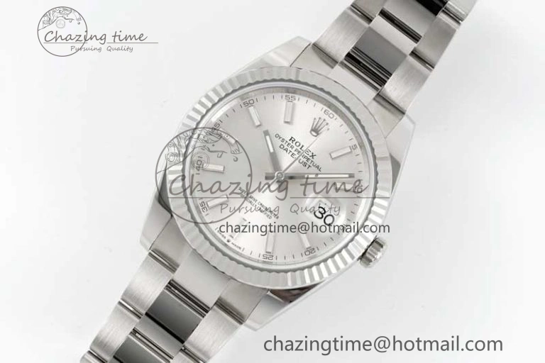 DateJust 41 126334 Clean 1:1 Best Edition 904L Steel Silver Stick Dial on Oyster Bracelet VR3235