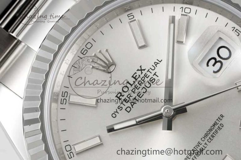 DateJust 41 126334 Clean 1:1 Best Edition 904L Steel Silver Stick Dial on Oyster Bracelet VR3235
