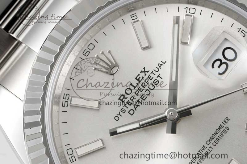 DateJust 41 126334 Clean 1:1 Best Edition 904L Steel Silver Stick Dial on Oyster Bracelet VR3235