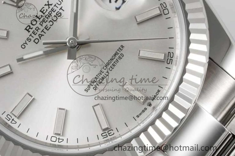 DateJust 41 126334 Clean 1:1 Best Edition 904L Steel Silver Stick Dial on Oyster Bracelet VR3235