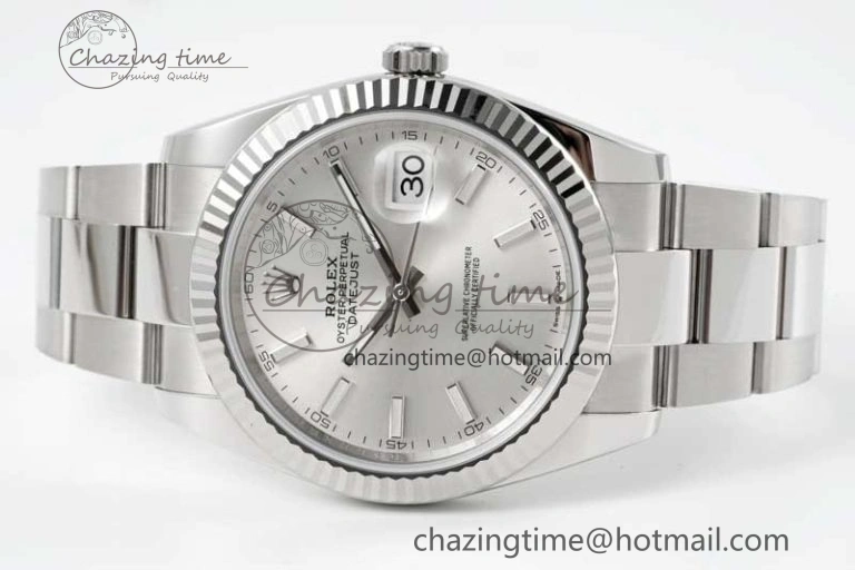 DateJust 41 126334 Clean 1:1 Best Edition 904L Steel Silver Stick Dial on Oyster Bracelet VR3235