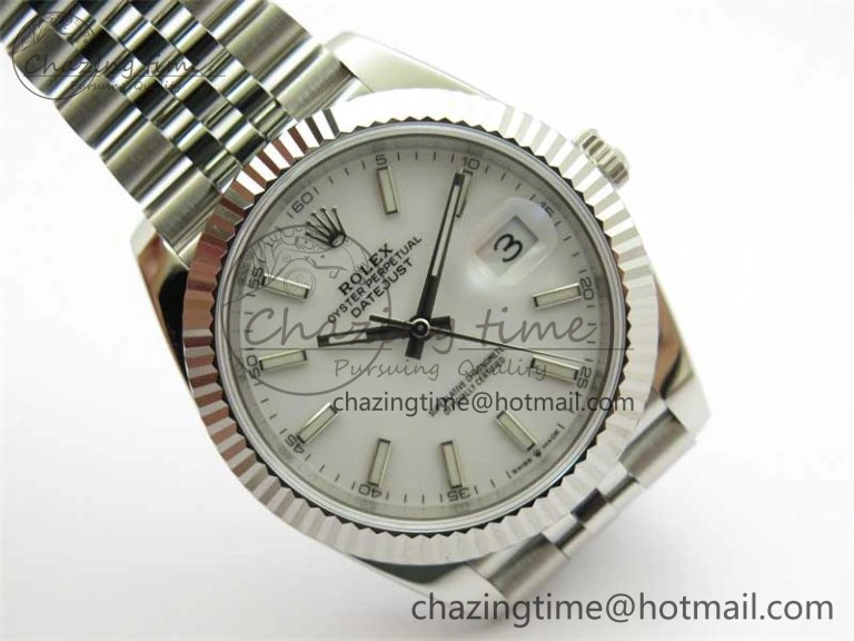 DateJust 41 126334 Clean 1:1 Best Edition 904L Steel White Stick Dial on Jubilee Bracelet VR3235