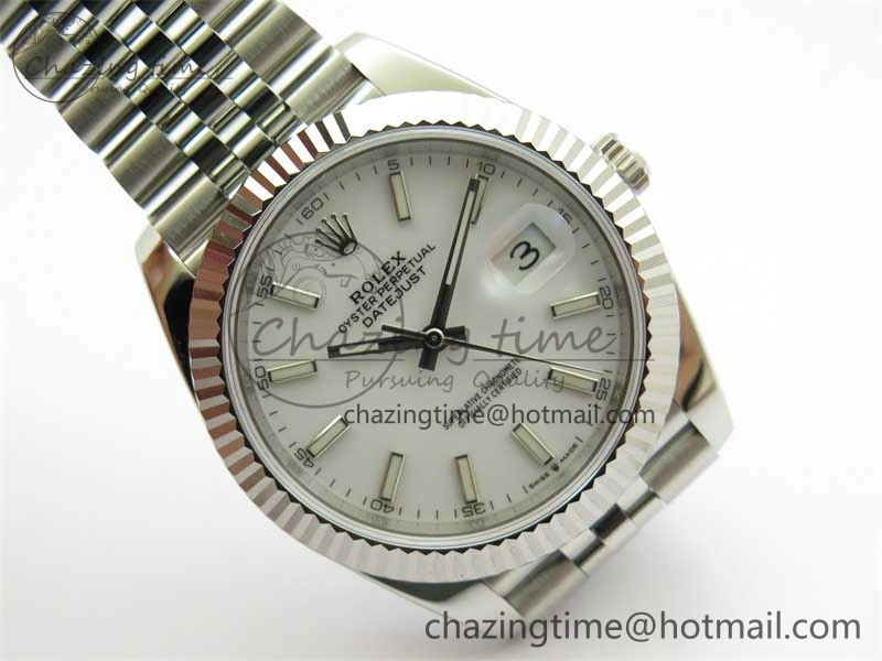 DateJust 41 126334 Clean 1:1 Best Edition 904L Steel White Stick Dial on Jubilee Bracelet VR3235