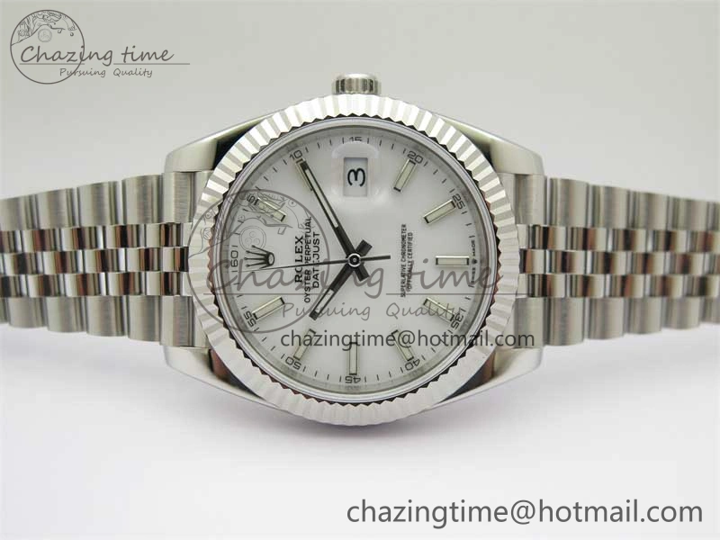 DateJust 41 126334 Clean 1:1 Best Edition 904L Steel White Stick Dial on Jubilee Bracelet VR3235