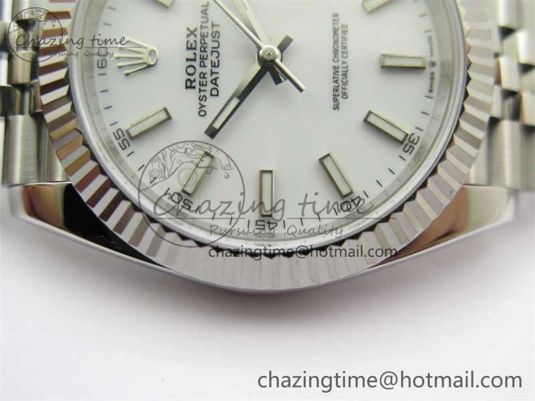 DateJust 41 126334 Clean 1:1 Best Edition 904L Steel White Stick Dial on Jubilee Bracelet VR3235
