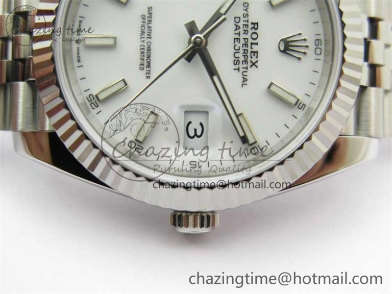 DateJust 41 126334 Clean 1:1 Best Edition 904L Steel White Stick Dial on Jubilee Bracelet VR3235