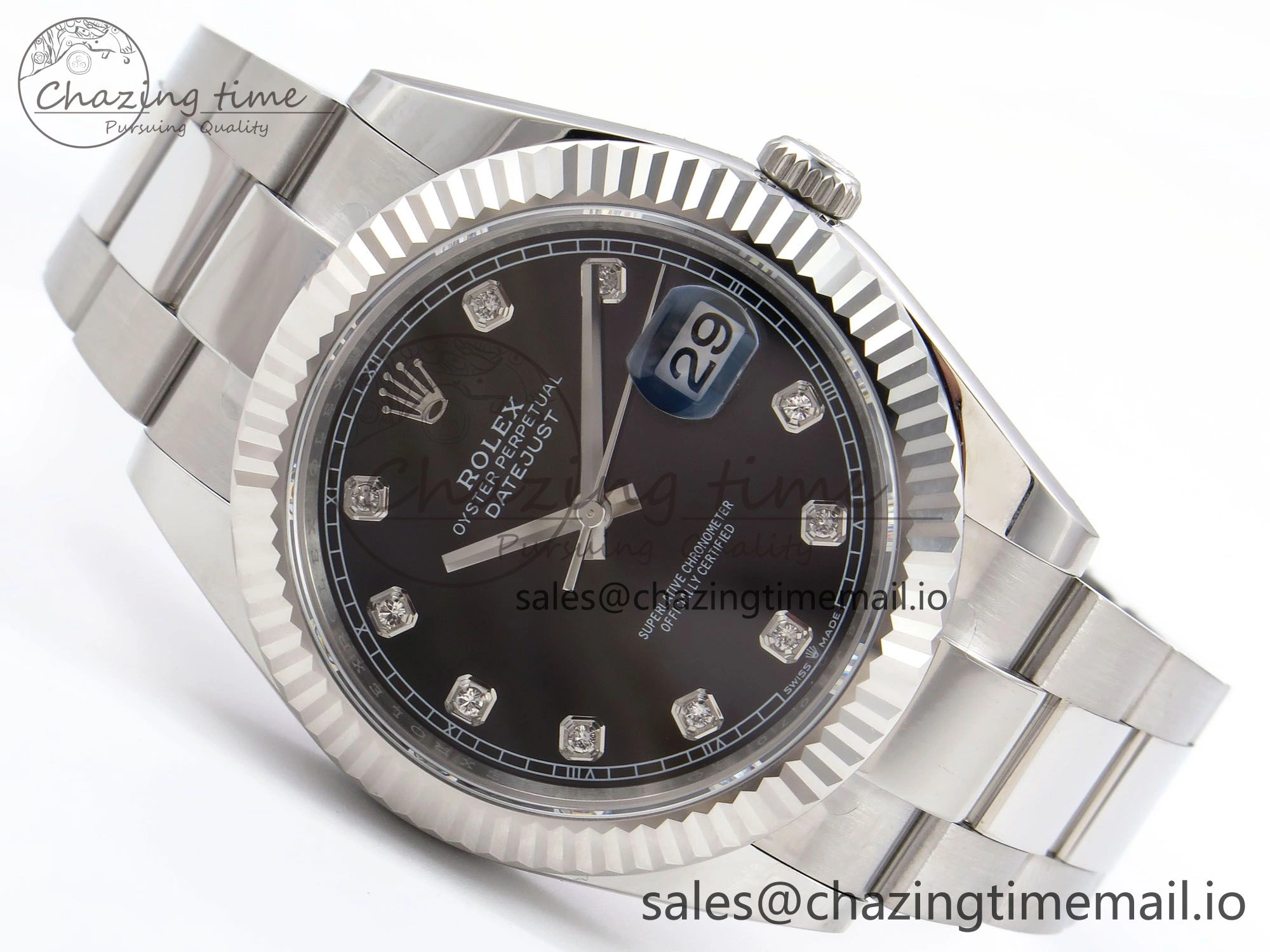 DateJust 41 126334 EWEF Best Edition Black Diamonds Dial on Oyster Bracelet A3235
