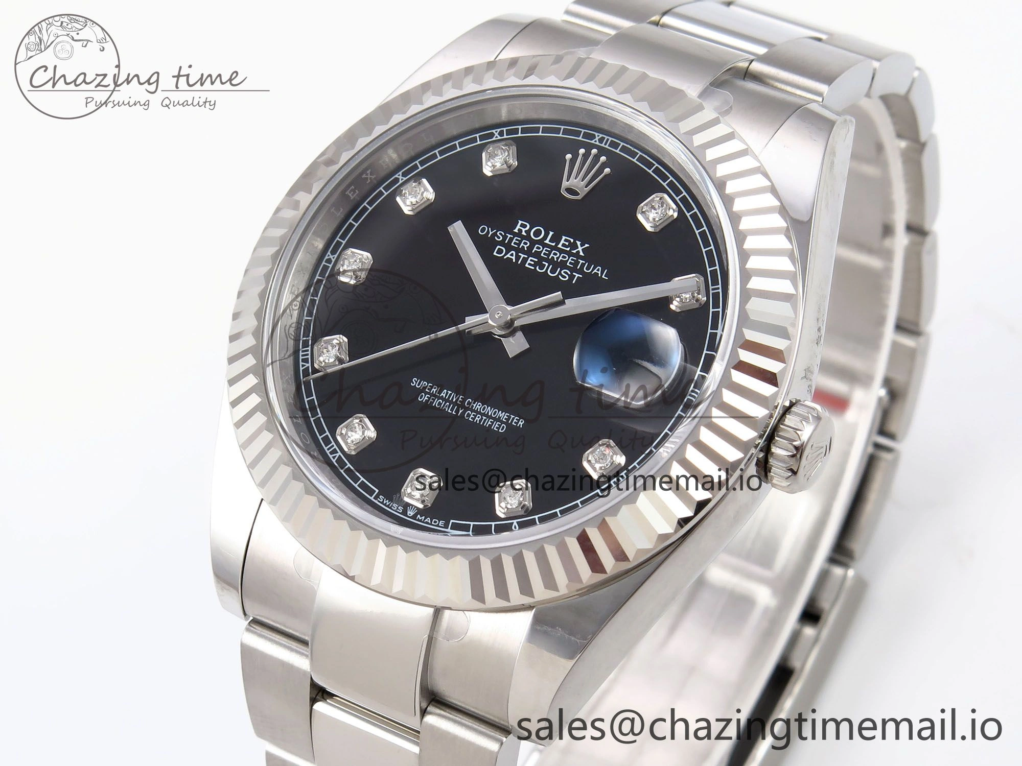 DateJust 41 126334 EWEF Best Edition Black Diamonds Dial on Oyster Bracelet A3235