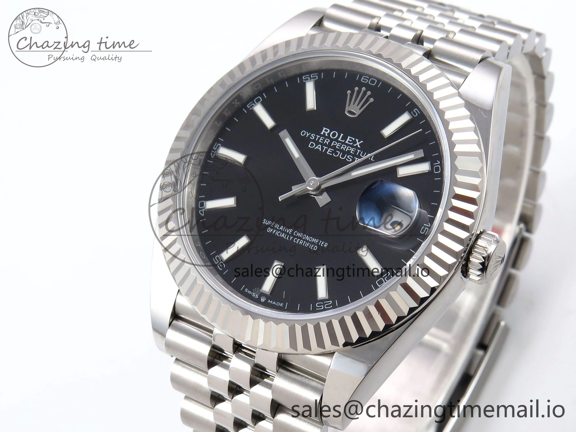 DateJust 41 126334 EWEF Best Edition Black Stick Dial on Jubilee Bracelet A3235